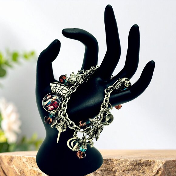 Alice in Wonderland Inspired Charm Bracelet – Silver Tone – Magical, Storybook - Picture 2 of 10